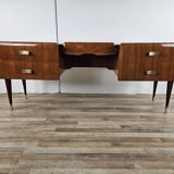 Mid Century Chest of Drawers in Mahogany, Brass and Glass