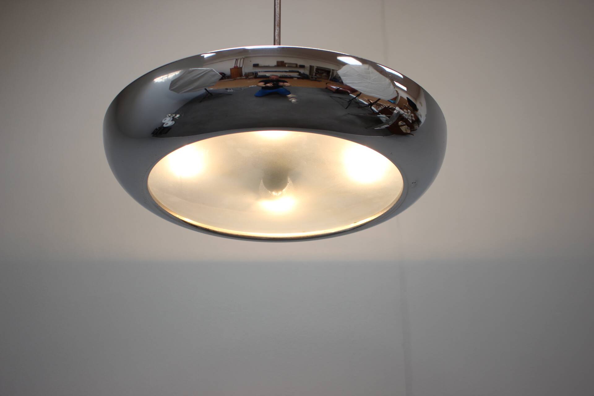 Bauhaus UFO pendant lamp by Josef Hurka for Napako, 1930s
