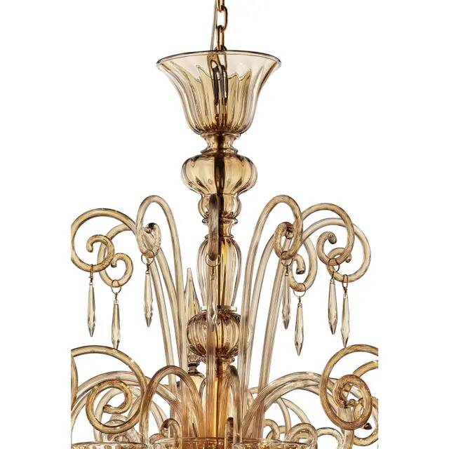 Dark Amber Pagliesco Lively Curls Murano Glass Chandelier by Simoeng for Si