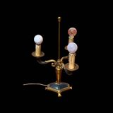 Bouillotte lamp without shade in black and gold metal