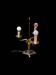 Bouillotte lamp without shade in black and gold metal