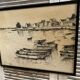 Old charcoal lithograph h. jonas st carlo august 76 + black wood frame