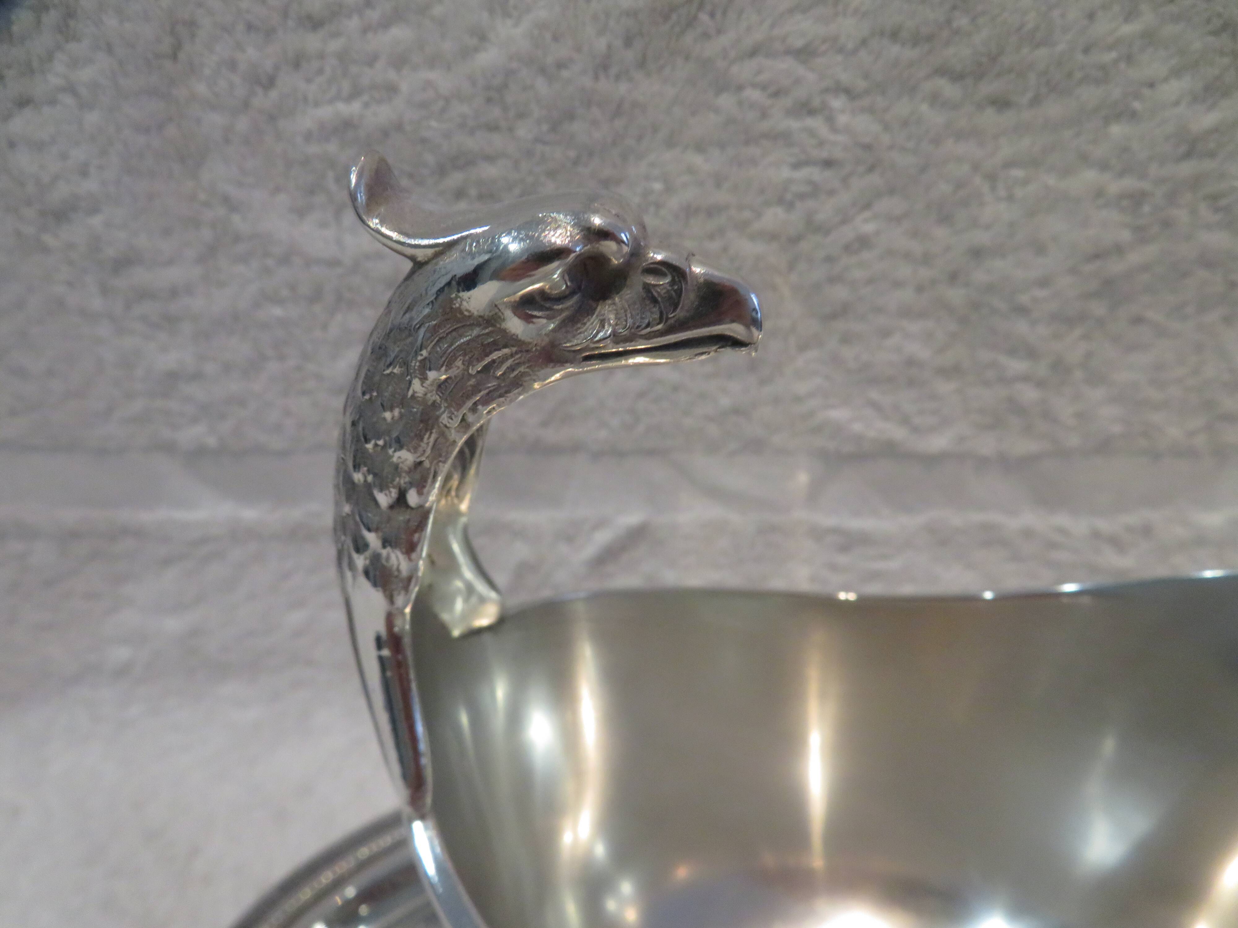Superb silver-plated sauce boat by Christofle Malmaison, Aigle Empire
