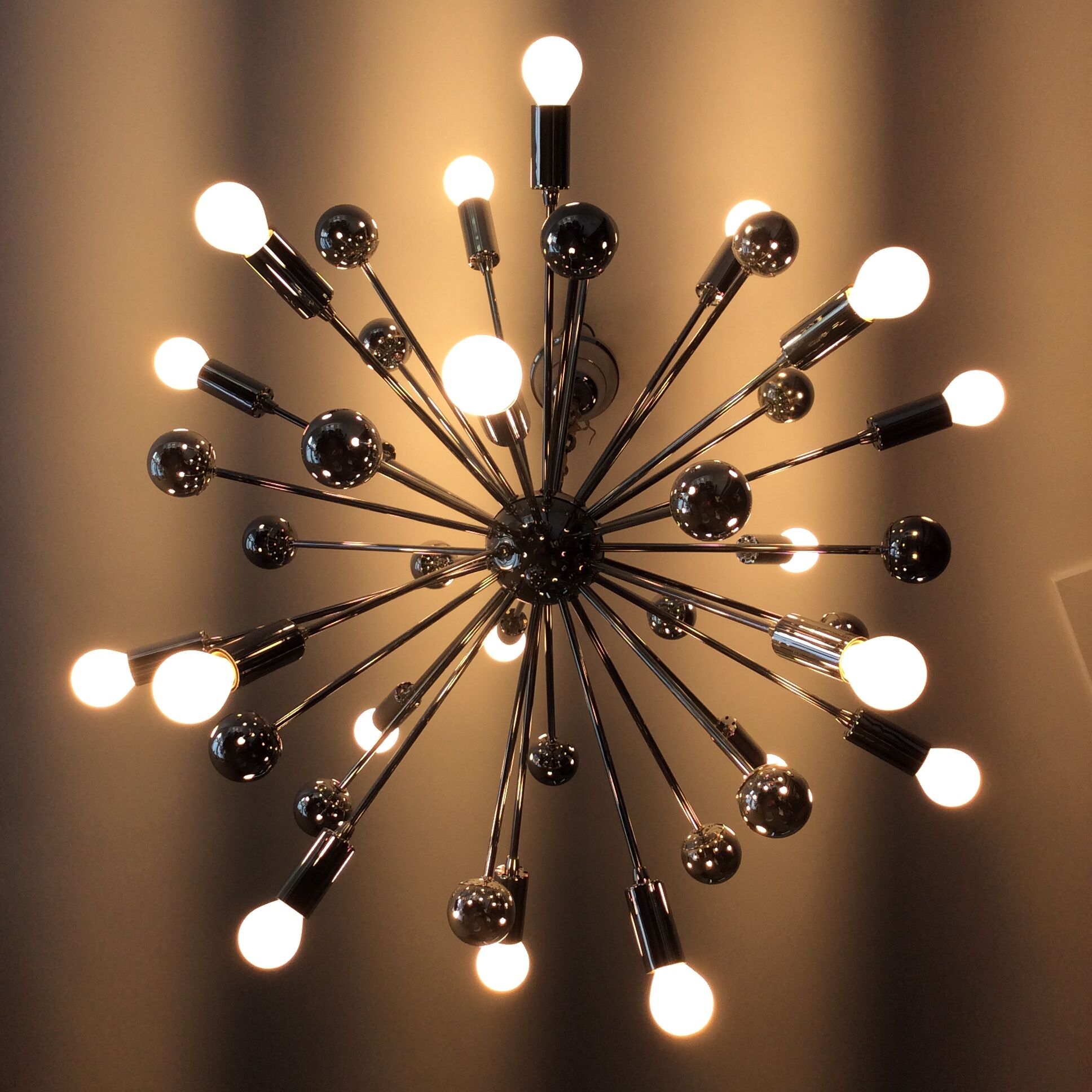 Sputnik XXL chandelier of the 60s-70s chrome metal 20 lamps