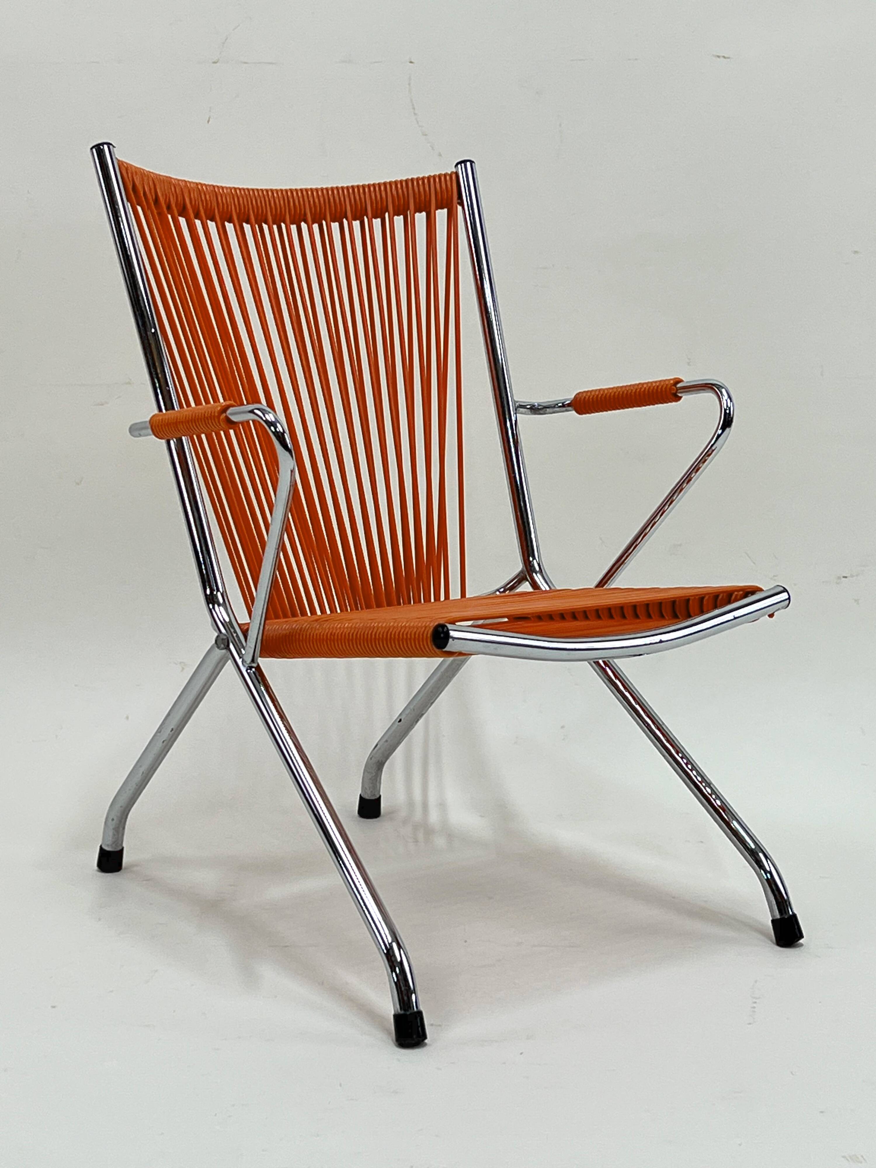 "Scoubidou" Orange Vintage 60's Folding Child's Armchair Chair