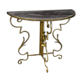 Console French half-moon of metal and marble