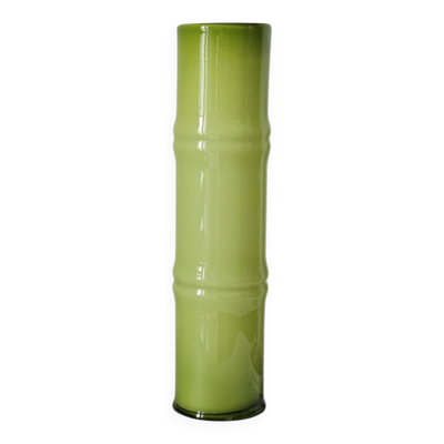 Vase bambou en verre soufflé vintage