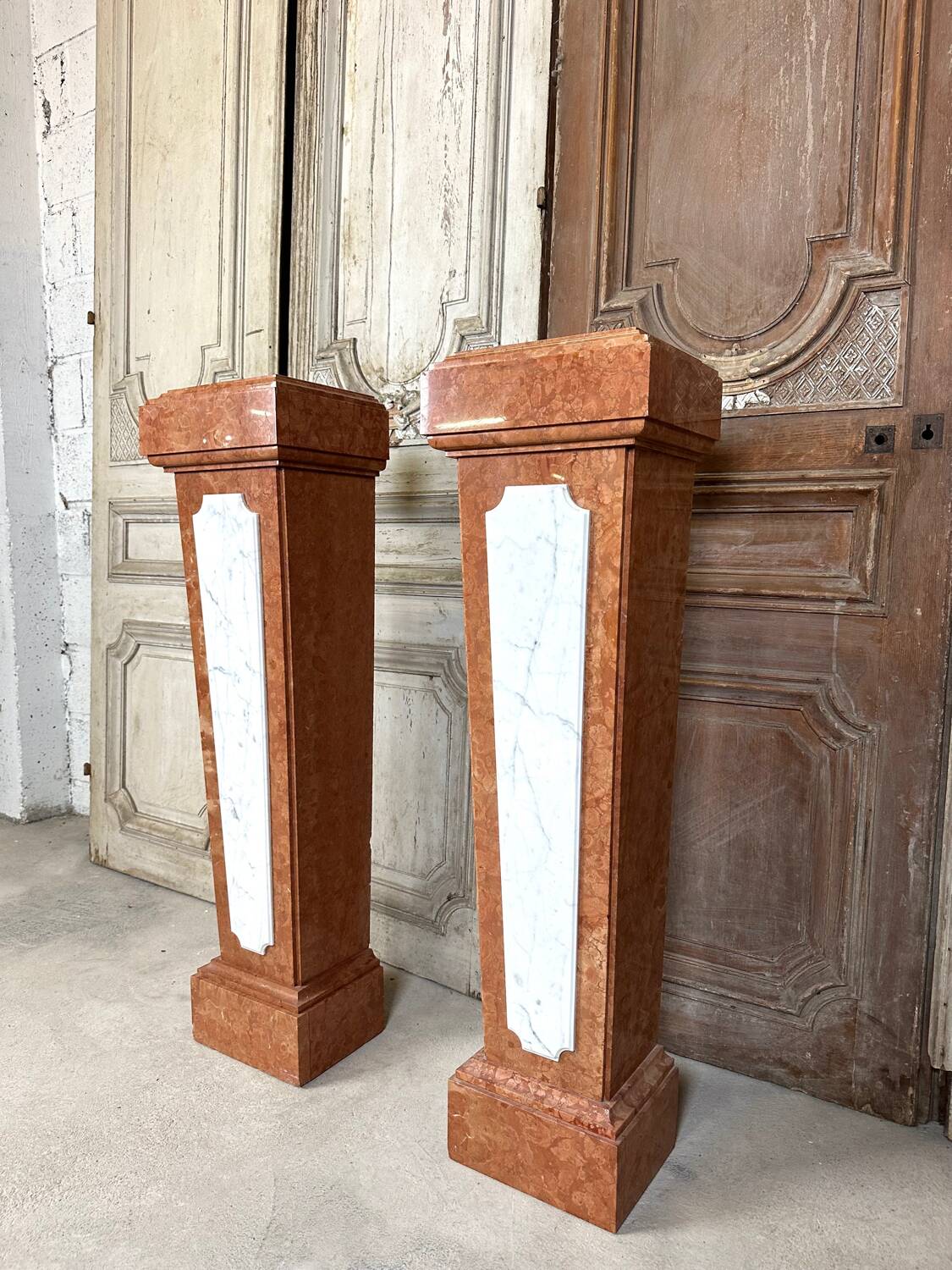 Pair of 20th century marble columns