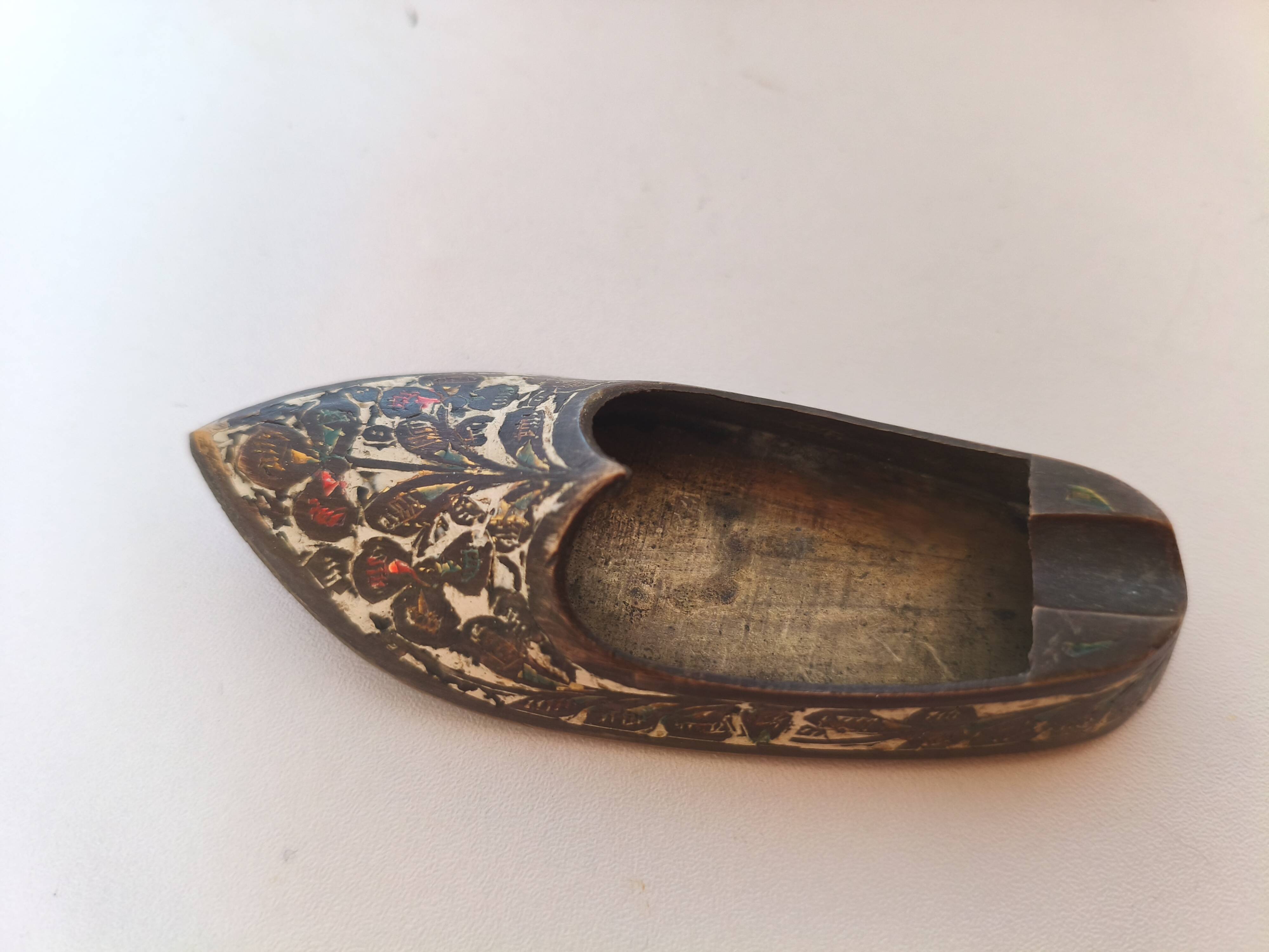 Cendrier Porte encens en laiton babouche origine inde
