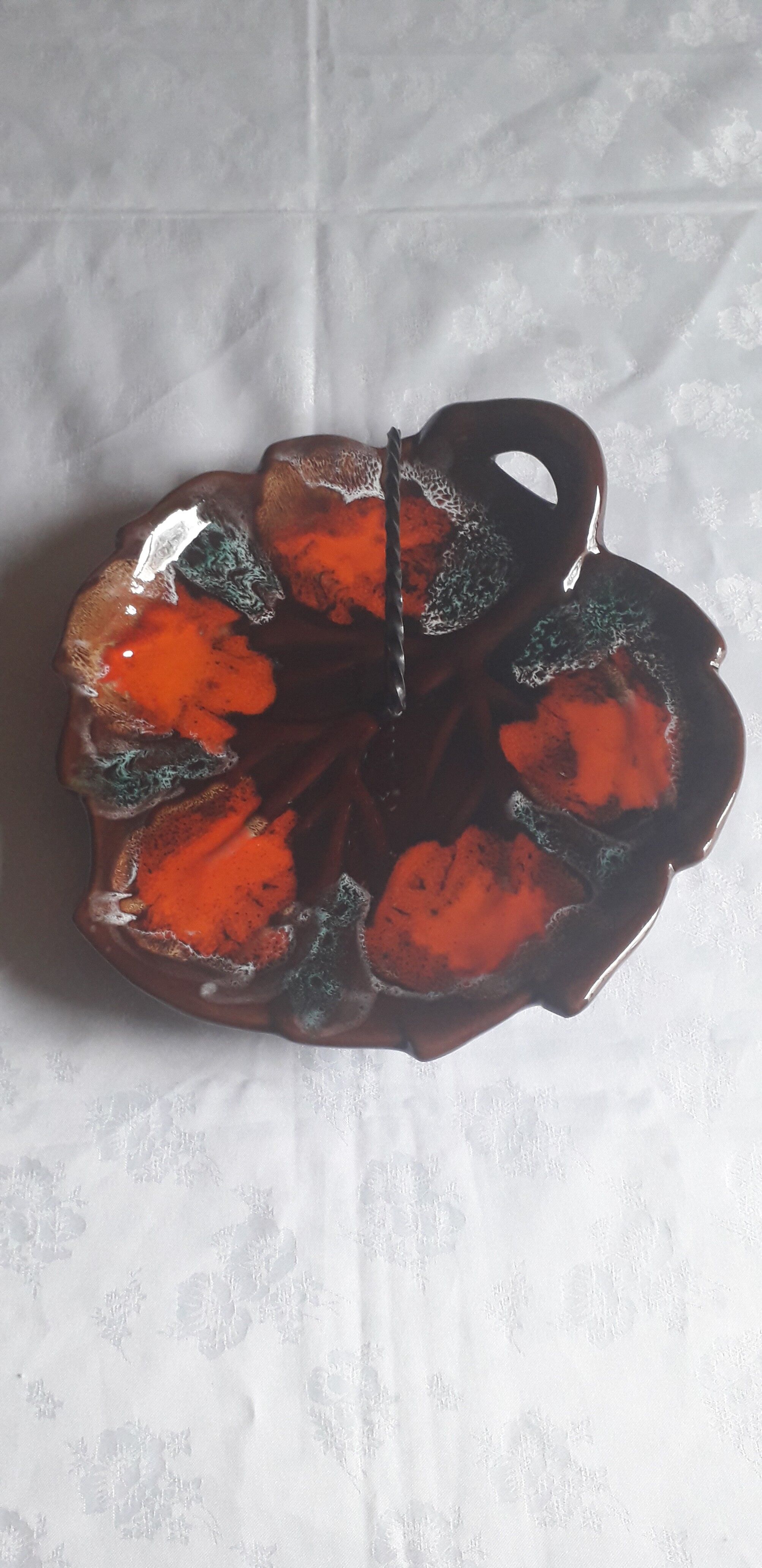 Cheese or fruit platter in Ceramic From Vallauris in the shape of a leaf