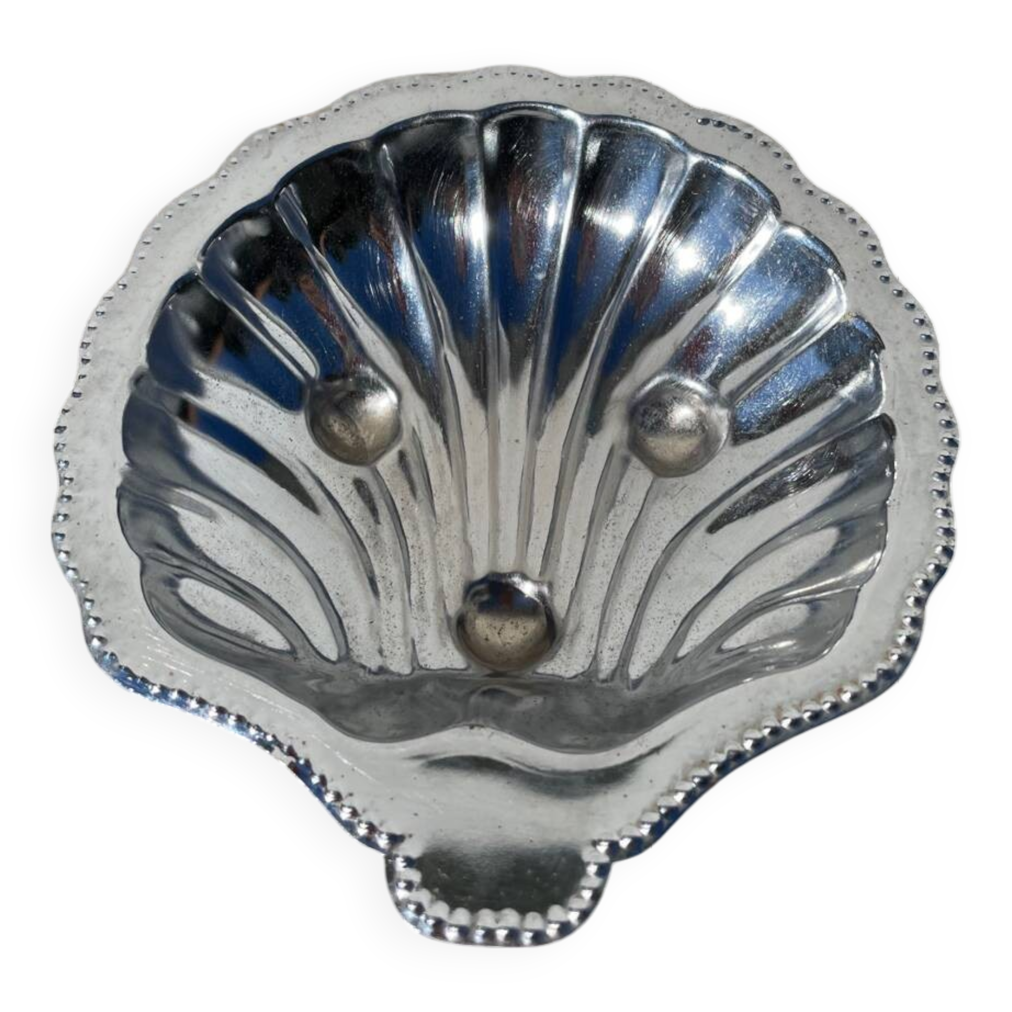 Silver-plated metal shell butter dish