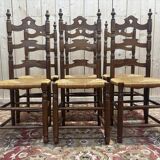 Série de 6 chaises paillées haut dossier