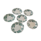 6 flat plates Anémone from St Amand in gray green color