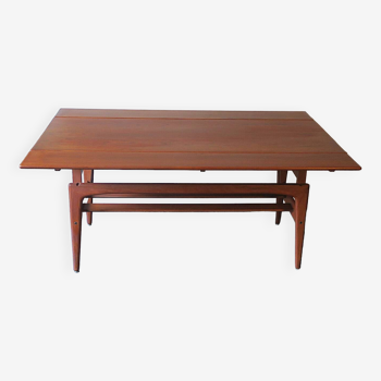 Danish teak metamorphic dining / coffee table, Kai Kristiansen attr., 1960s