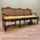 Bench Sofa In Cane Walnut From Regency Period XVIII Eme Century