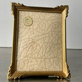 Vintage art deco style metal gold colored picture frame brass 14.5 cm x 11.5 cm convex glass