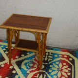 Rattan and bamboo vintage 1960, double trap side table