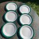 6 flat antique earthenware plates with dark green edging Digoin sarreguemines old france