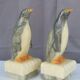 Pair of “penguins” bookends in alabaster