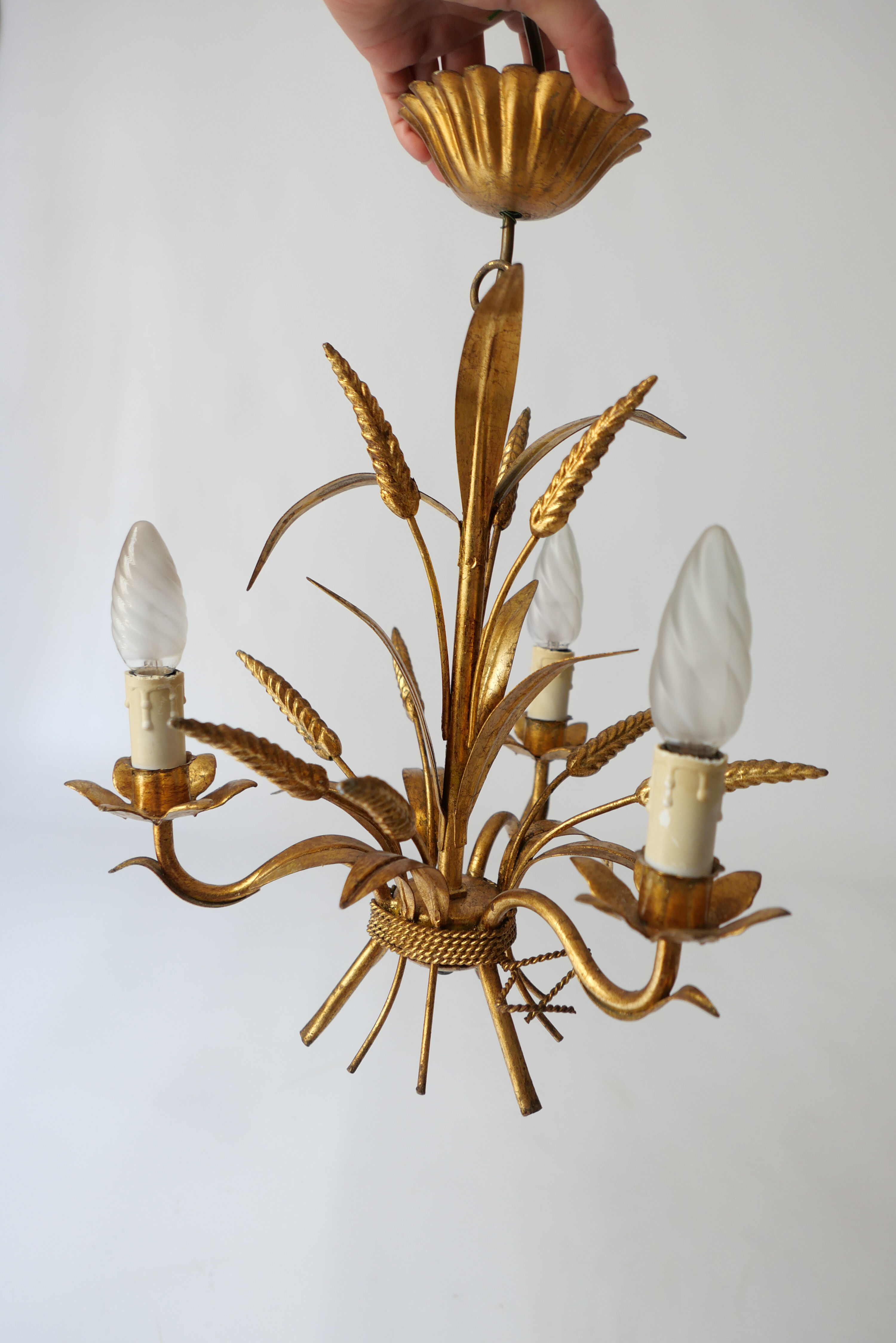 lampe lustre en metal vintage Kogl Hans design 1970 épis de blé