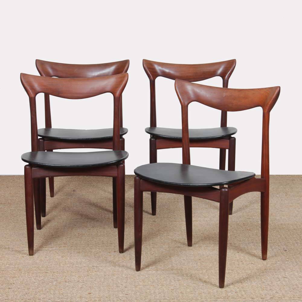 4 Scandinavian chairs by Henry-Walter Klein for Bramin, 1960