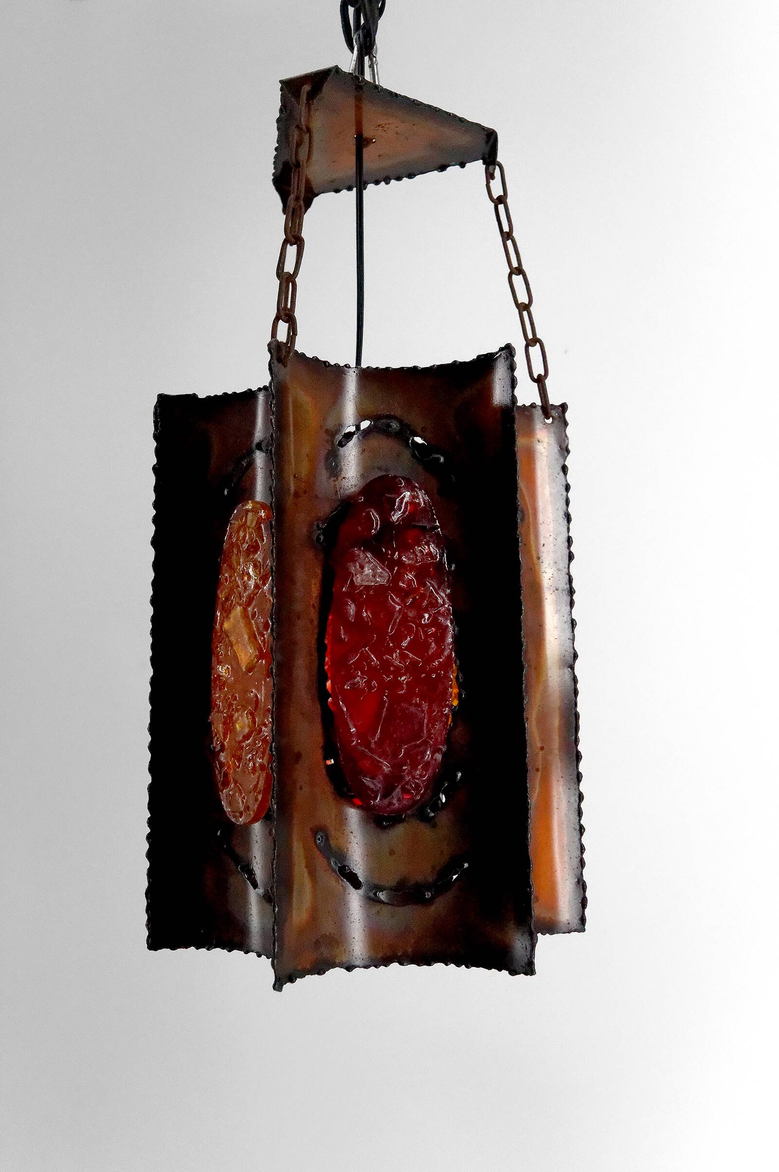 Suspension, Potiers d'Accolay, Patinated Copper and Fractal Resin, Circa 1970