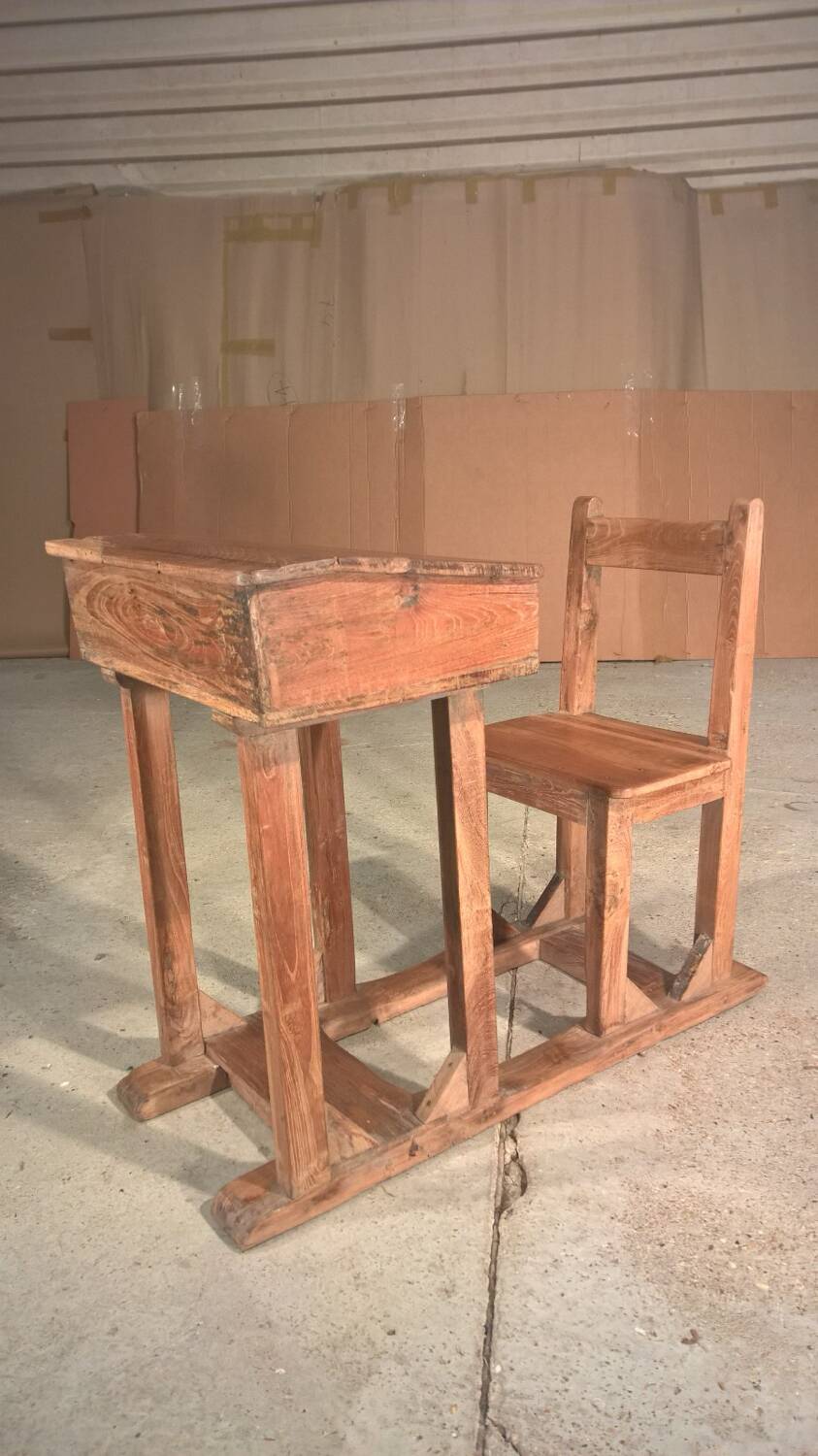 Antique school desk in Burmese teak