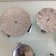 Suite of five candlesticks in brushed metal / vintage 60s-70s