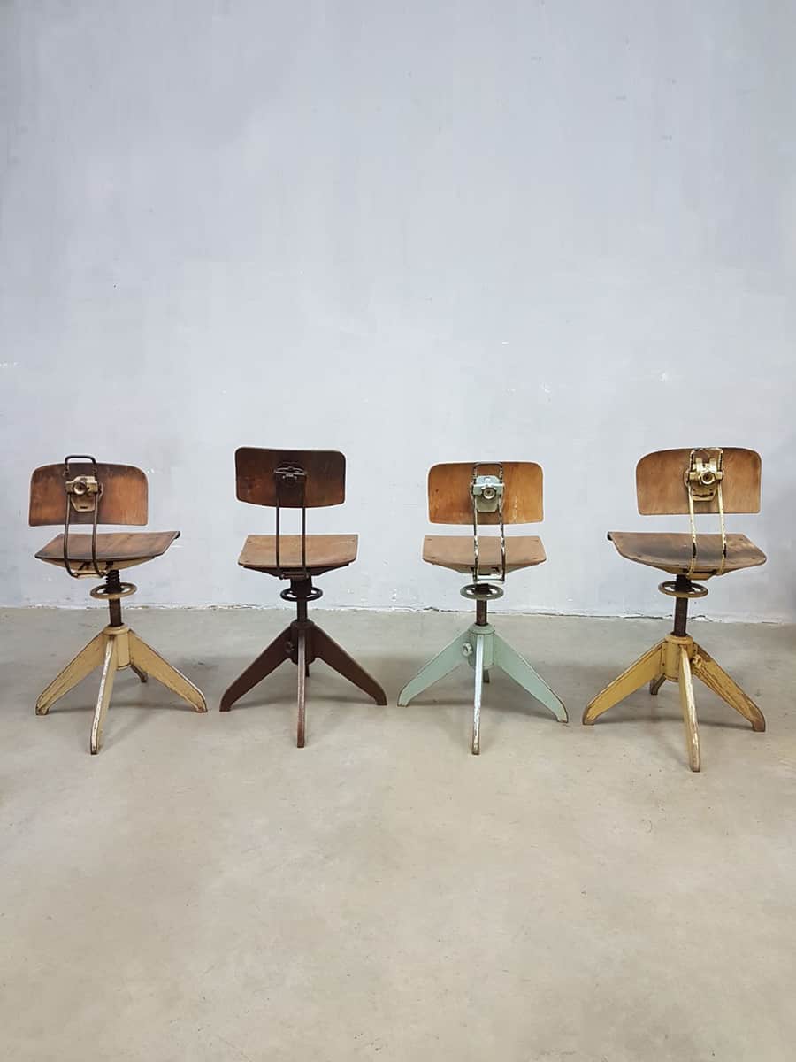 Bemefa vintage industrial workshop chairs desk chair factory stools Rowac