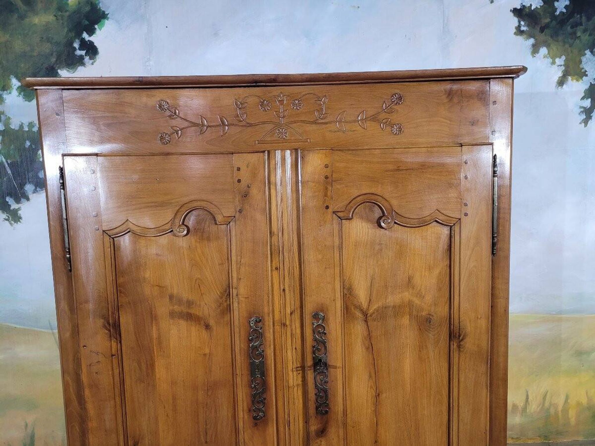 Small Louis XV bedside cabinet in solid cherry wood.