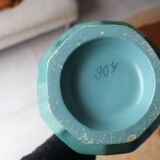 Antique blue ceramic origami ball vase