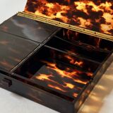 Tray - box with a lid in tortoiseshell plexiglass, 1970s design.