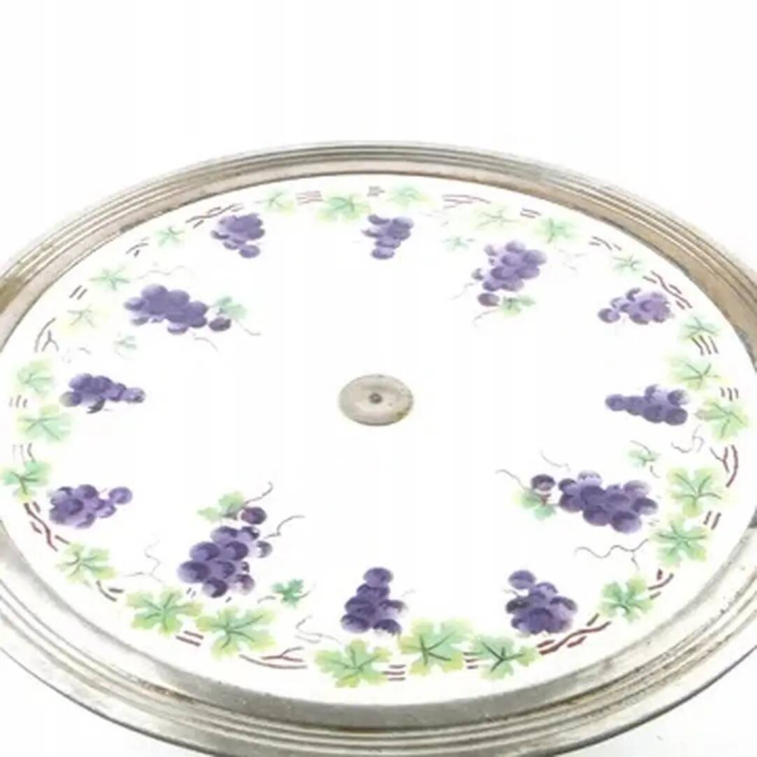 Secession cake stand, porcelain, silver-plated brass, Austria, early 20th century