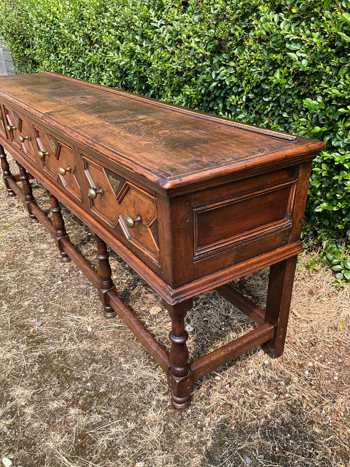 Antique 18th century solid oak Jacobean style sideboard