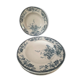Set of 5 hollow plates Longwy art nouveau