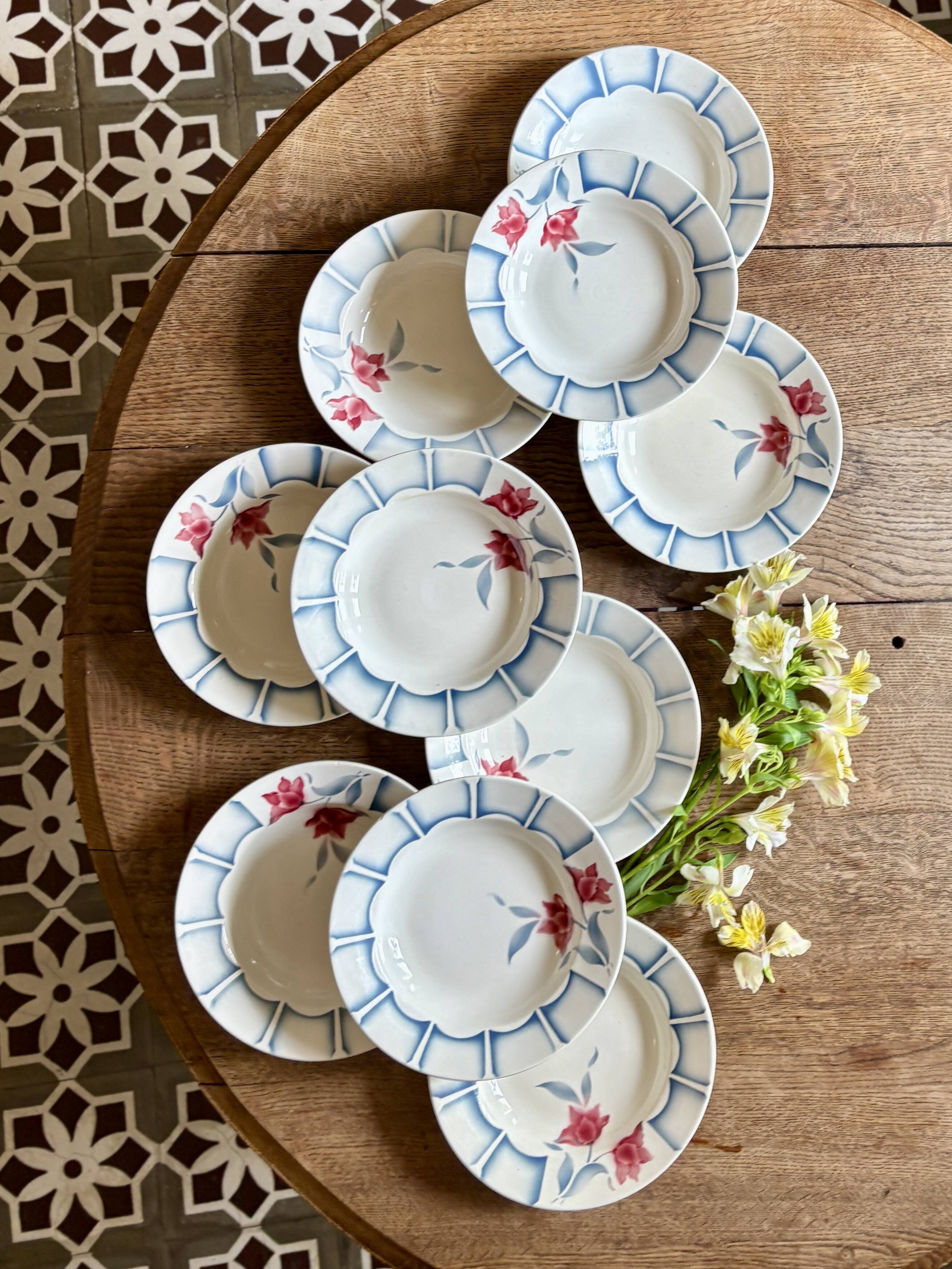 Set of 10 vintage deep plates from Digoin.