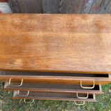 Ancienne Commode Bois 3 Tiroirs Années 70 Pieds Compas Vintage #B773
