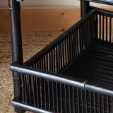 Vintage 50's black lacquered bamboo trolley