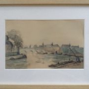 The Seine in Paris. Watercolour by Henri NOIZEUX (1871-?).