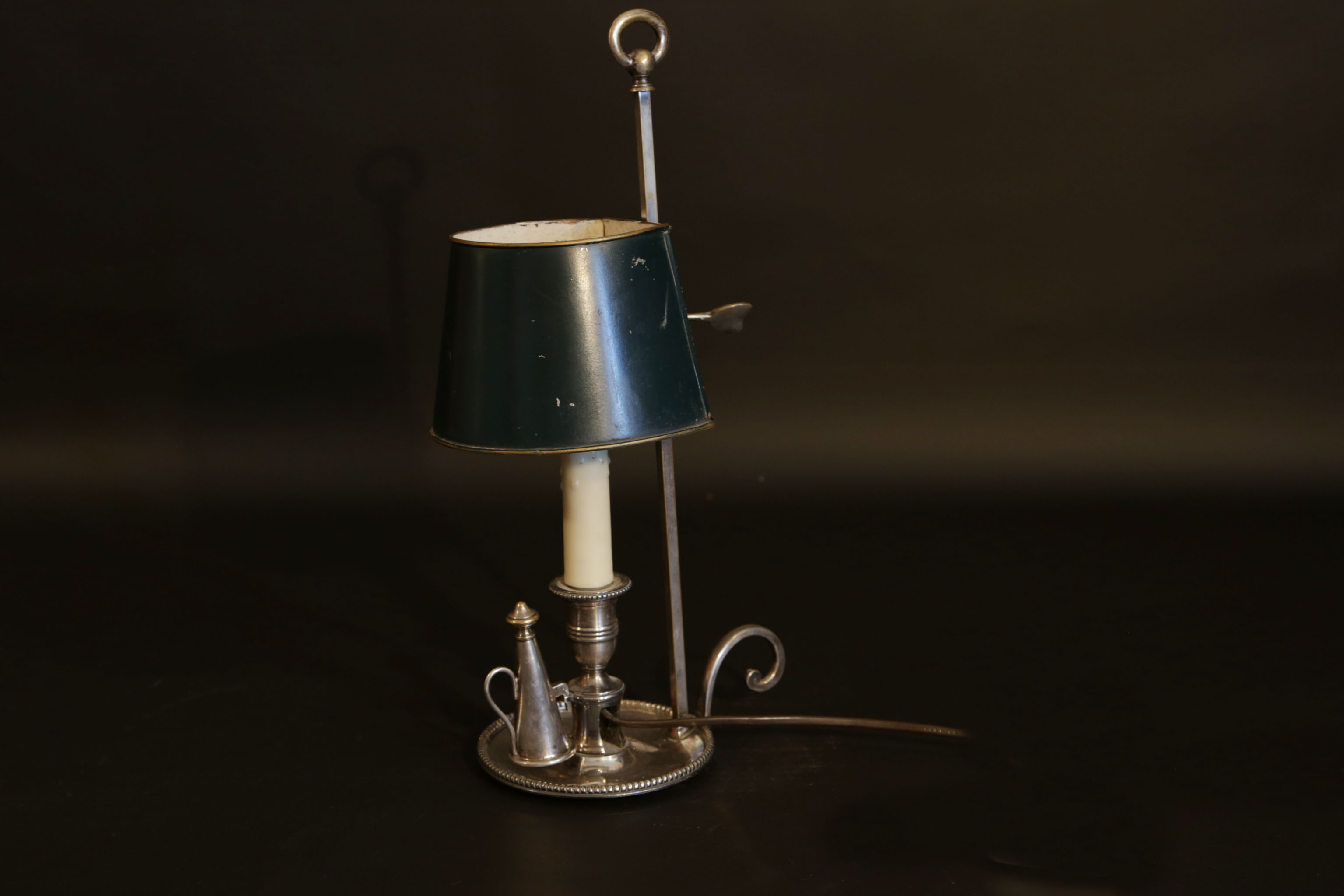 Lampe bouillotte bronze argenté tôle XIXème siècle