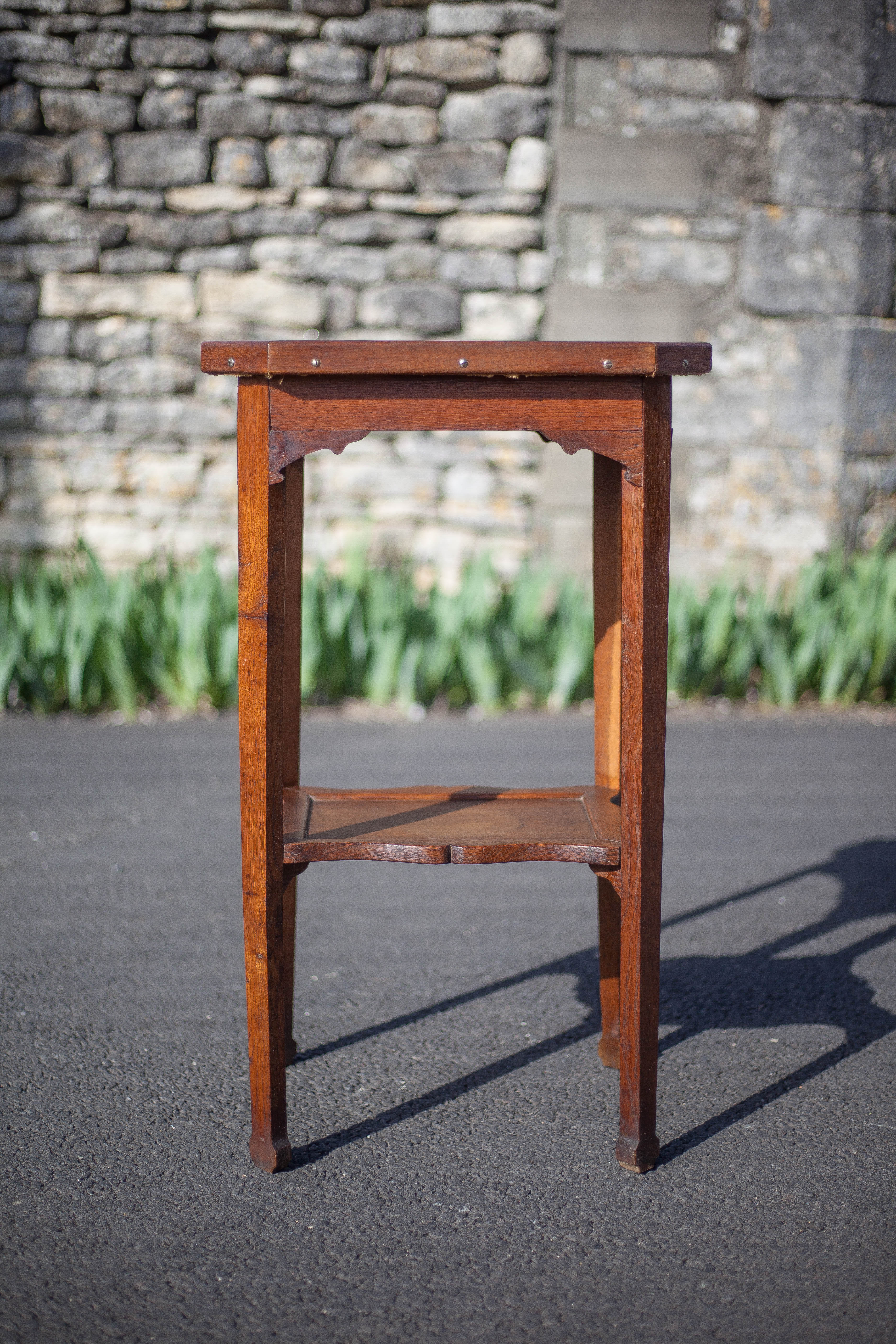 Antique wood pedestal table, 30