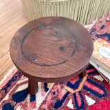 Vintage solid wood low tripod stool