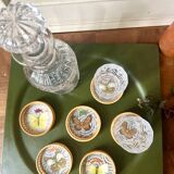 Lot de six sous verres en bambou et papillons