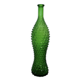 Empoli bottle vintage carafe in green diamond point glass Italy