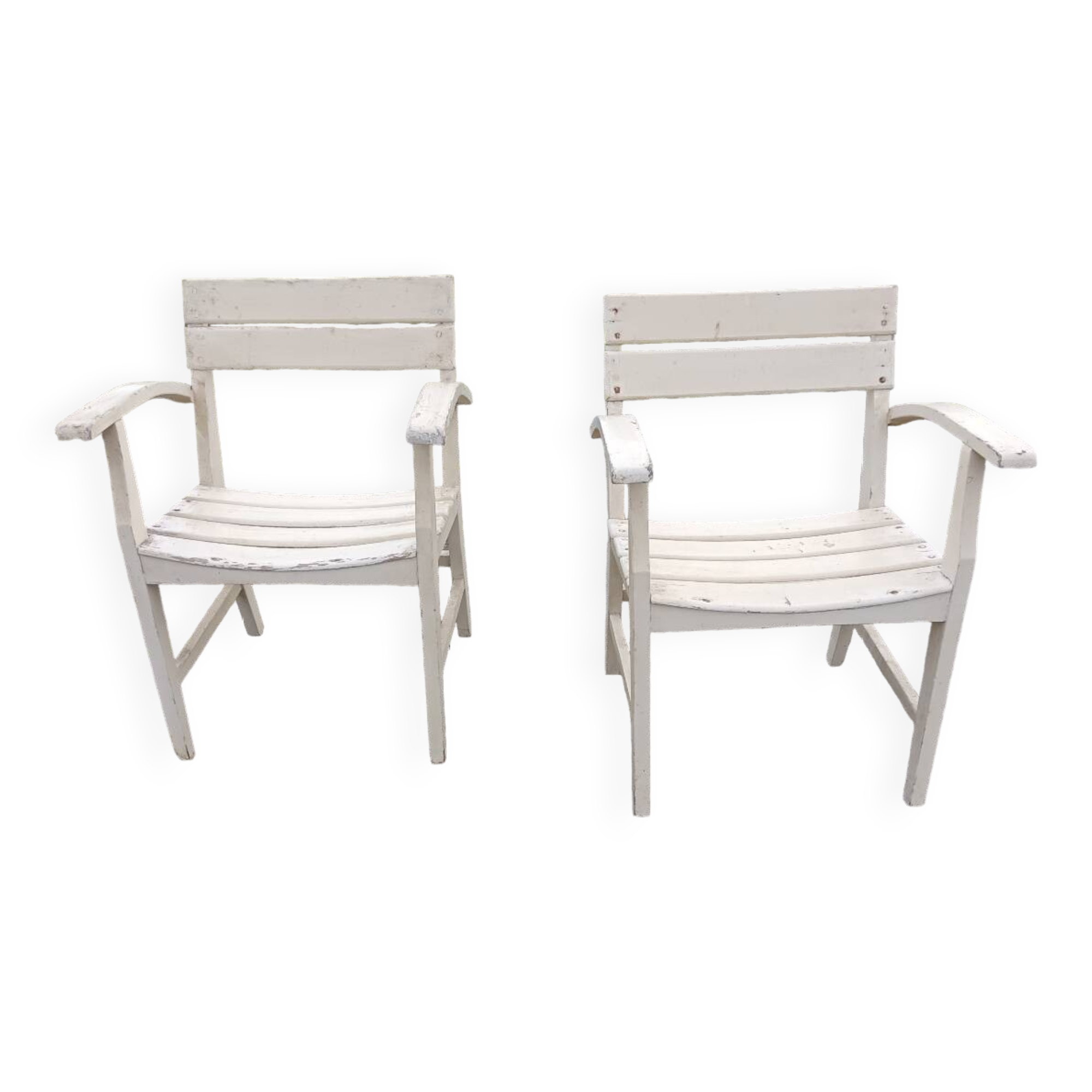 Pair of wooden armchairs