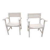 Pair of wooden armchairs