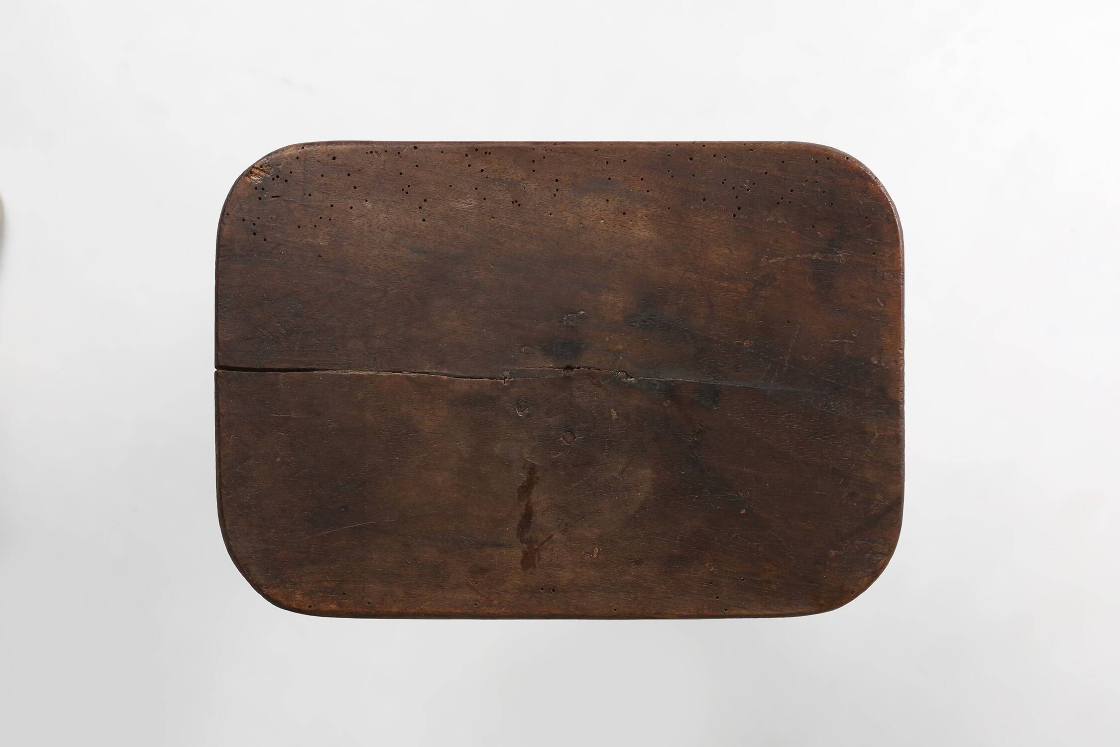 Rustic mid-century wooden stool with legs made of a tree branch, France, 1850