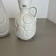 Set of 4 Red-White Fat Lava Op Art Pottery Vases by Bay Ceramics, Germany