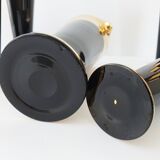 Vintage 1950s black and gold glass lemonade service.
