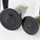 Vintage 1950s black and gold glass lemonade service.